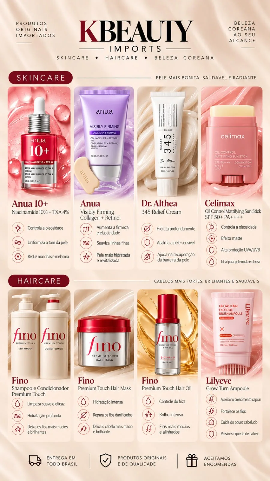 K-Beauty Imports: skincare com Anua, Dr. Althea e Celimax e haircare com Fino e Lilyeve